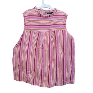 Mast & Harbour Pink Orange Striped Sleeveless Top NWT